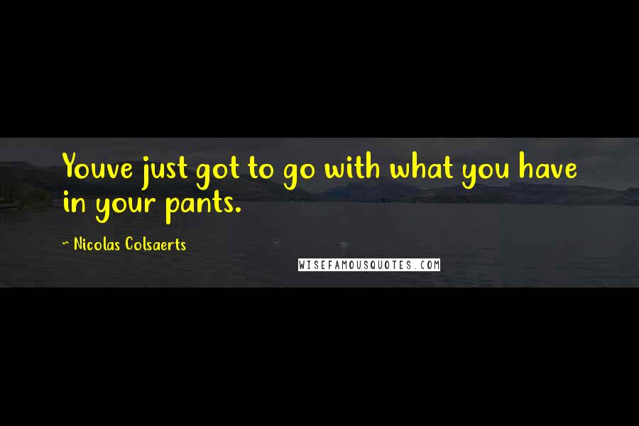 Nicolas Colsaerts quotes: Youve just got to go with what you have in your pants.