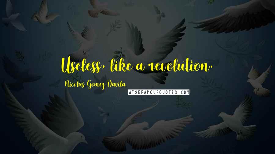 Nicolas Gomez Davila quotes: Useless, like a revolution.