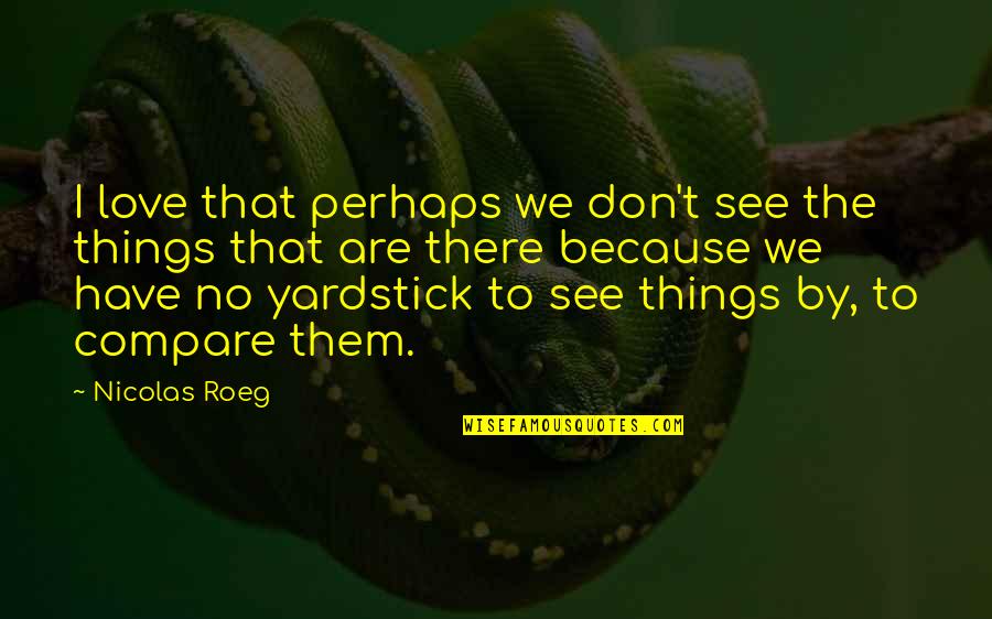 Nicolas Roeg Quotes By Nicolas Roeg: I love that perhaps we don't see the Nicolas Roeg Quotes By Nicolas Roeg: I love that perhaps we don't see the
