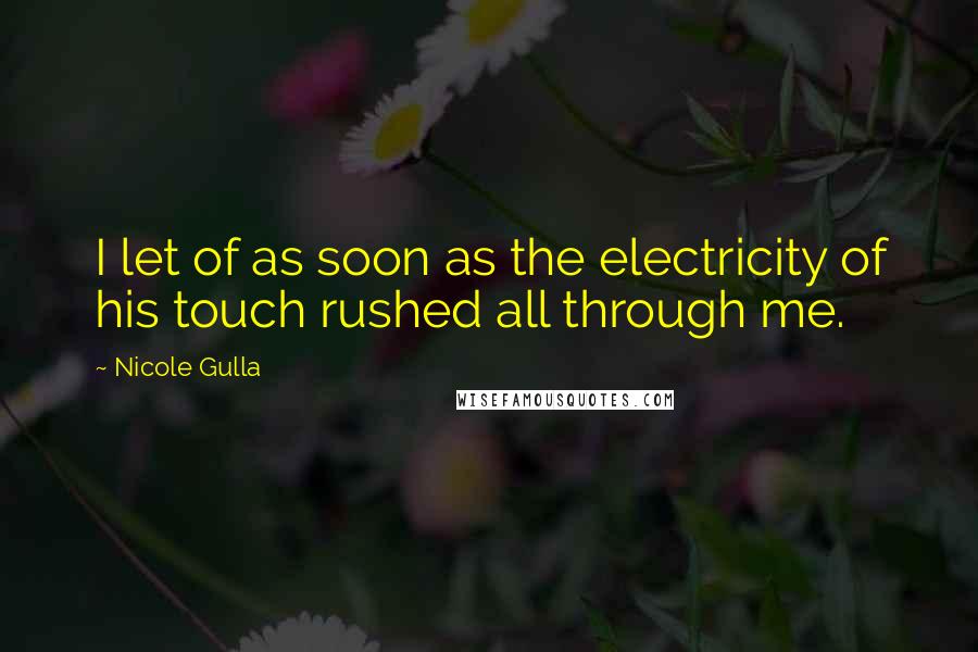 Nicole Gulla quotes: I let of as soon as the electricity of his touch rushed all through me.