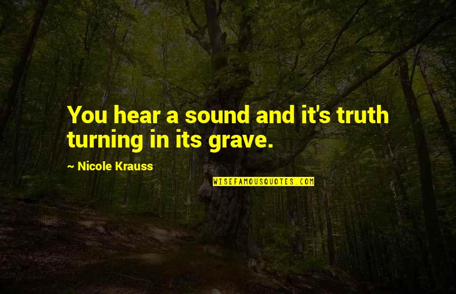 Nicole's Quotes By Nicole Krauss: You hear a sound and it's truth turning