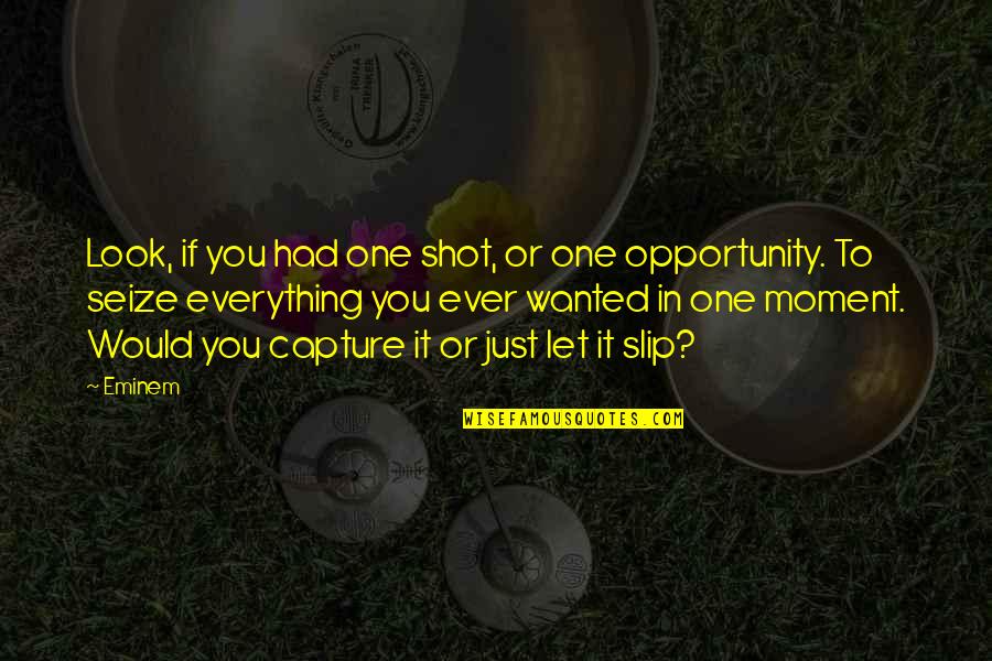 Niente Canzoni Quotes By Eminem: Look, if you had one shot, or one