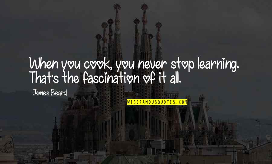 Nierlichaampjes Quotes By James Beard: When you cook, you never stop learning. That's