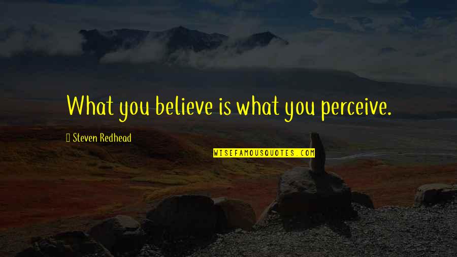 Nifty Level 2 Quotes By Steven Redhead: What you believe is what you perceive.