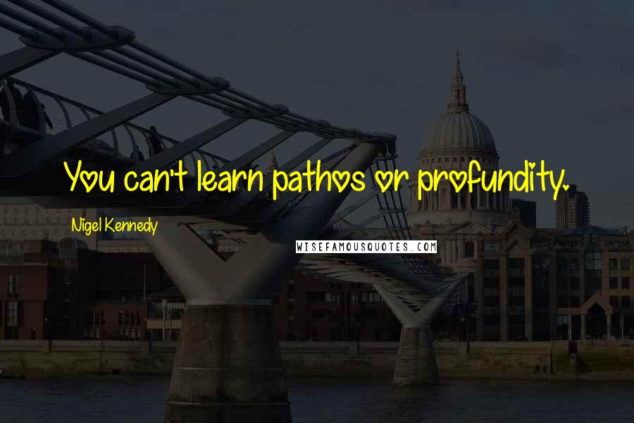 Nigel Kennedy quotes: You can't learn pathos or profundity.