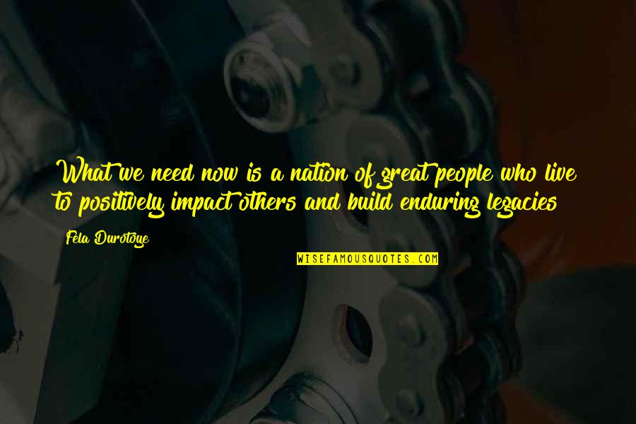 Nigeria Best Quotes By Fela Durotoye: What we need now is a nation of
