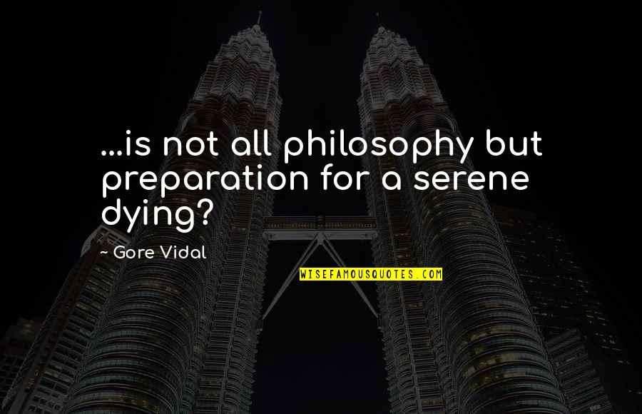 Niggel V Quotes By Gore Vidal: ...is not all philosophy but preparation for a