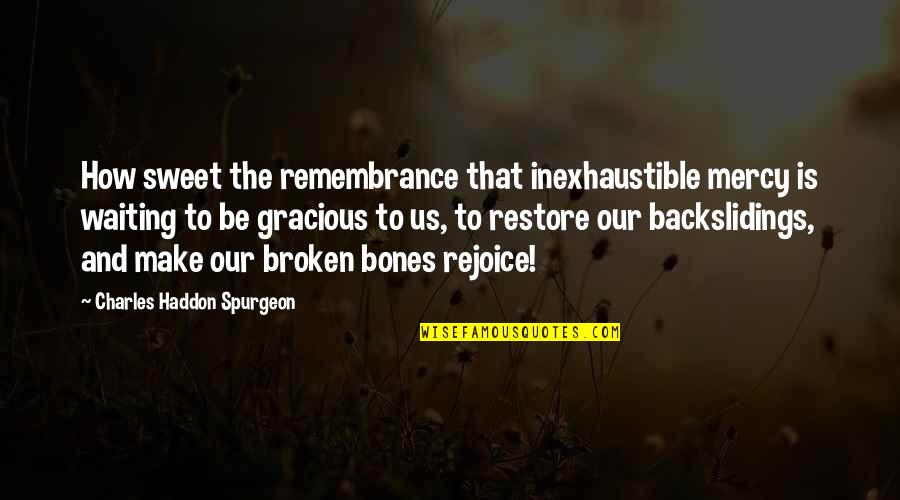 Niggle Quotes By Charles Haddon Spurgeon: How sweet the remembrance that inexhaustible mercy is