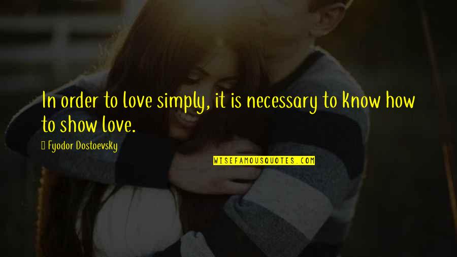 Niggling Etymology Quotes By Fyodor Dostoevsky: In order to love simply, it is necessary