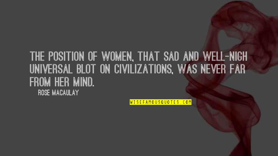 Nigh Quotes By Rose Macaulay: The position of women, that sad and well-nigh