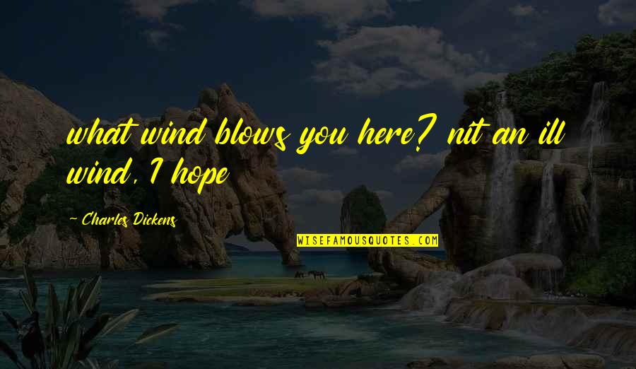 Night Chat Quotes By Charles Dickens: what wind blows you here? nit an ill