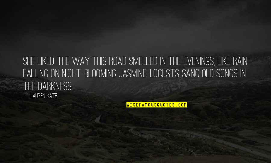 Night Darkness Quotes By Lauren Kate: She liked the way this road smelled in