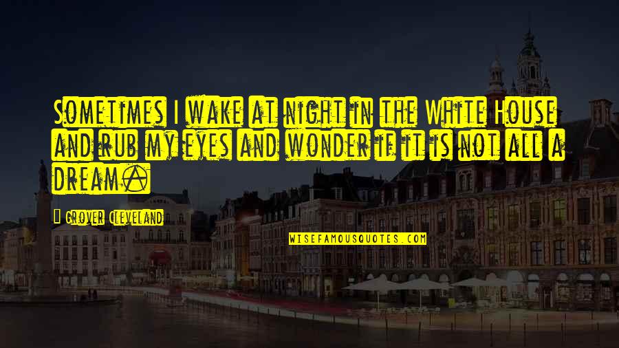 Night Eyes 2 Quotes By Grover Cleveland: Sometimes I wake at night in the White Night Eyes 2 Quotes By Grover Cleveland: Sometimes I wake at night in the White