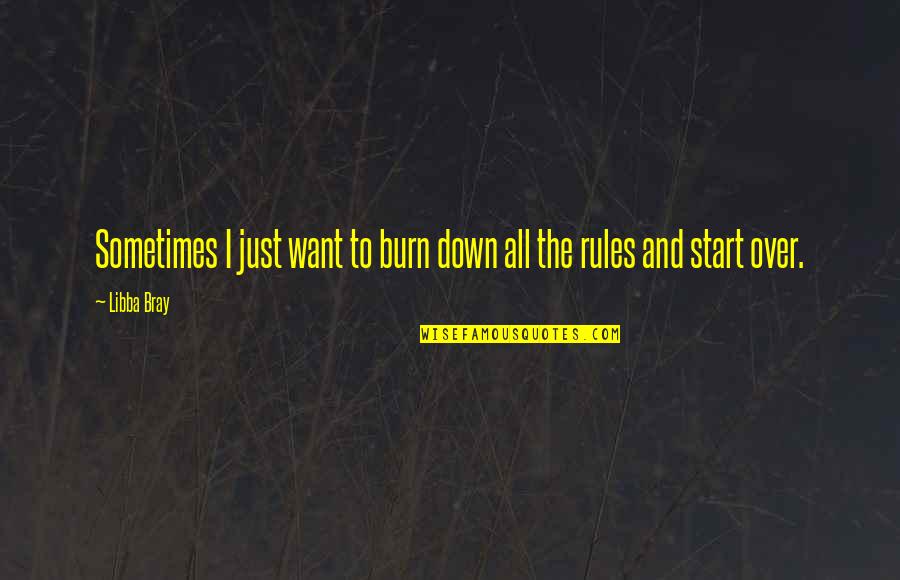 Night Flights Quotes By Libba Bray: Sometimes I just want to burn down all