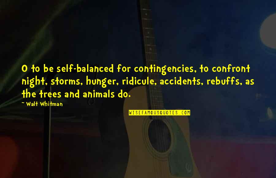 Night Hunger Quotes By Walt Whitman: O to be self-balanced for contingencies, to confront