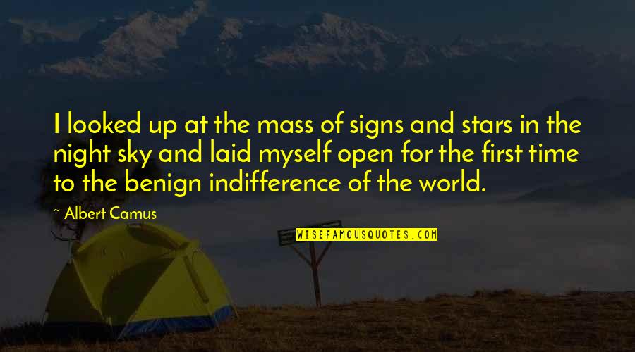 Night Time Quotes By Albert Camus: I looked up at the mass of signs
