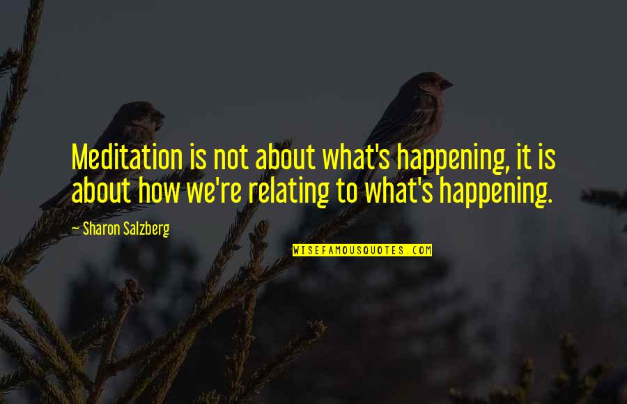 Night When Darkness Quotes By Sharon Salzberg: Meditation is not about what's happening, it is