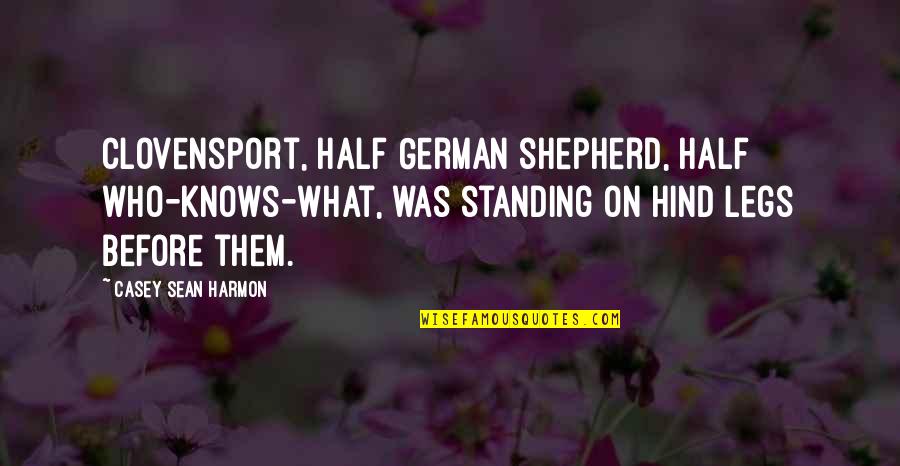 Night When The Lights Quotes By Casey Sean Harmon: Clovensport, half German shepherd, half who-knows-what, was standing Night When The Lights Quotes By Casey Sean Harmon: Clovensport, half German shepherd, half who-knows-what, was standing