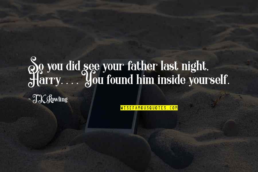 Night With Him Quotes By J.K. Rowling: So you did see your father last night,