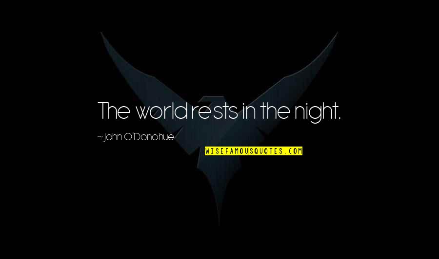 Night World Quotes By John O'Donohue: The world rests in the night.