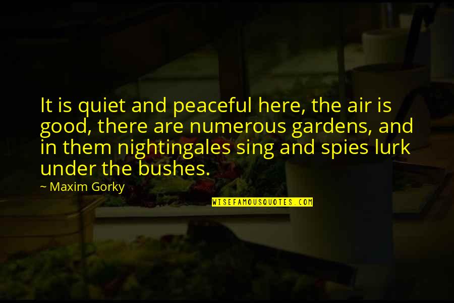 Nightingales Quotes By Maxim Gorky: It is quiet and peaceful here, the air Nightingales Quotes By Maxim Gorky: It is quiet and peaceful here, the air