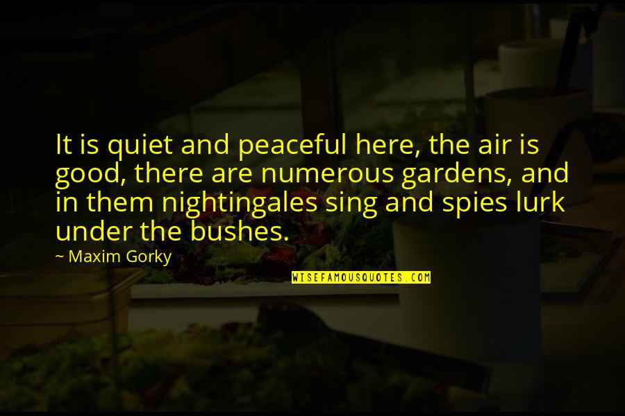 Nightingales Quotes By Maxim Gorky: It is quiet and peaceful here, the air