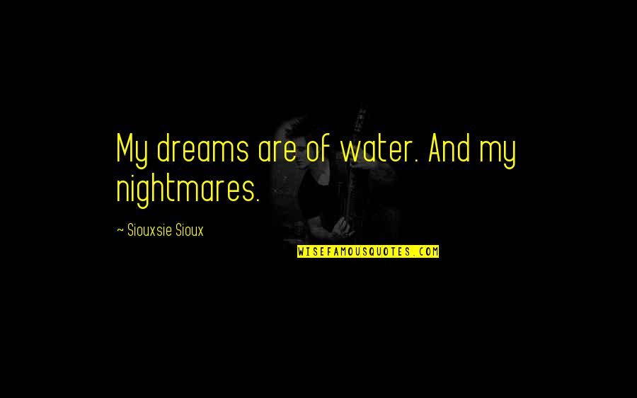 Nightmares And Dreams Quotes By Siouxsie Sioux: My dreams are of water. And my nightmares.