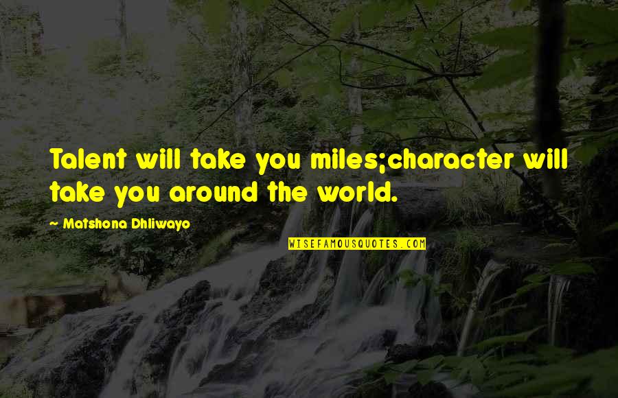 Nike Soccer Inspirational Quotes By Matshona Dhliwayo: Talent will take you miles;character will take you