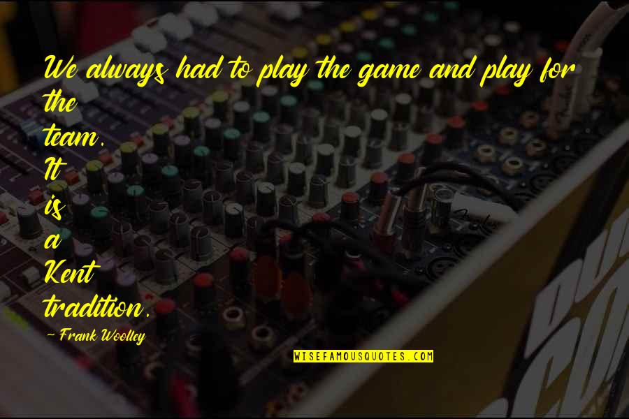 Nikeal Harry Quotes By Frank Woolley: We always had to play the game and