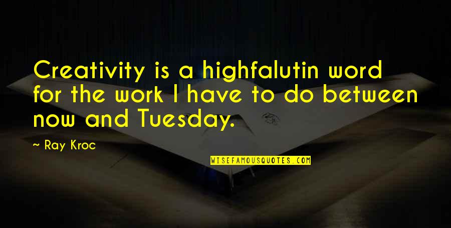 Niketown Quotes By Ray Kroc: Creativity is a highfalutin word for the work