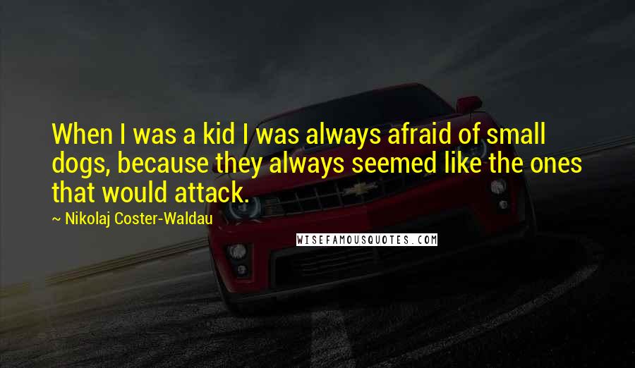 Nikolaj Coster-Waldau quotes: When I was a kid I was always afraid of small dogs, because they always seemed like the ones that would attack.