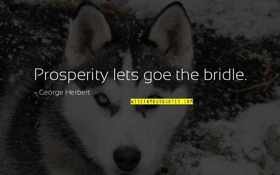 Niks Zeggen Quotes By George Herbert: Prosperity lets goe the bridle.