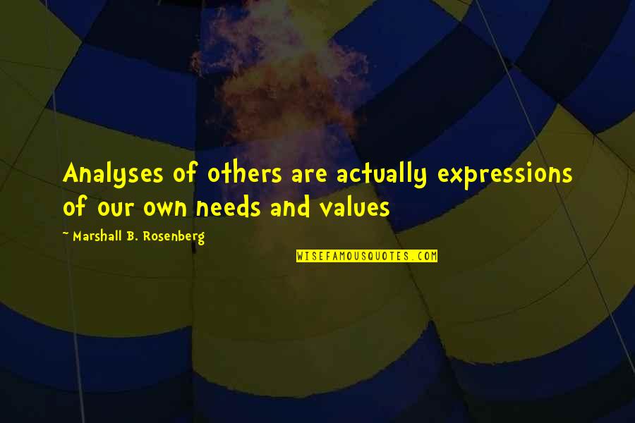 Nilfgaardian Garrison Quotes By Marshall B. Rosenberg: Analyses of others are actually expressions of our