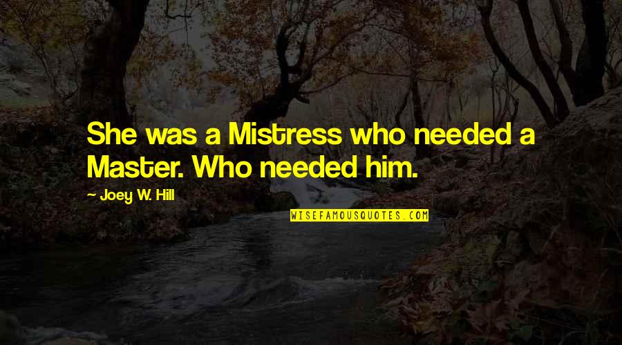 Nilima Kothare Quotes By Joey W. Hill: She was a Mistress who needed a Master.