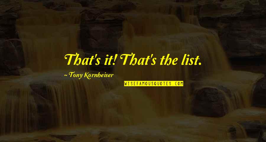 Nimely Pan Quotes By Tony Kornheiser: That's it! That's the list. Nimely Pan Quotes By Tony Kornheiser: That's it! That's the list.