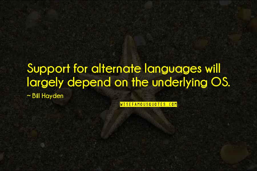 Nimios Quotes By Bill Hayden: Support for alternate languages will largely depend on