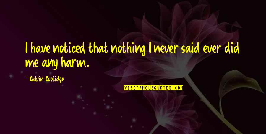 Nimios Tejido Quotes By Calvin Coolidge: I have noticed that nothing I never said