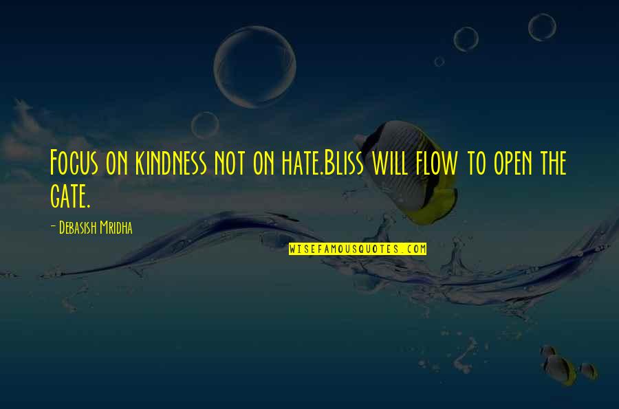 Nina Bolivares Quotes By Debasish Mridha: Focus on kindness not on hate.Bliss will flow
