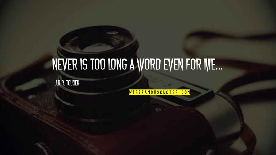 Nincs Hang Quotes By J.R.R. Tolkien: Never is too long a word even for