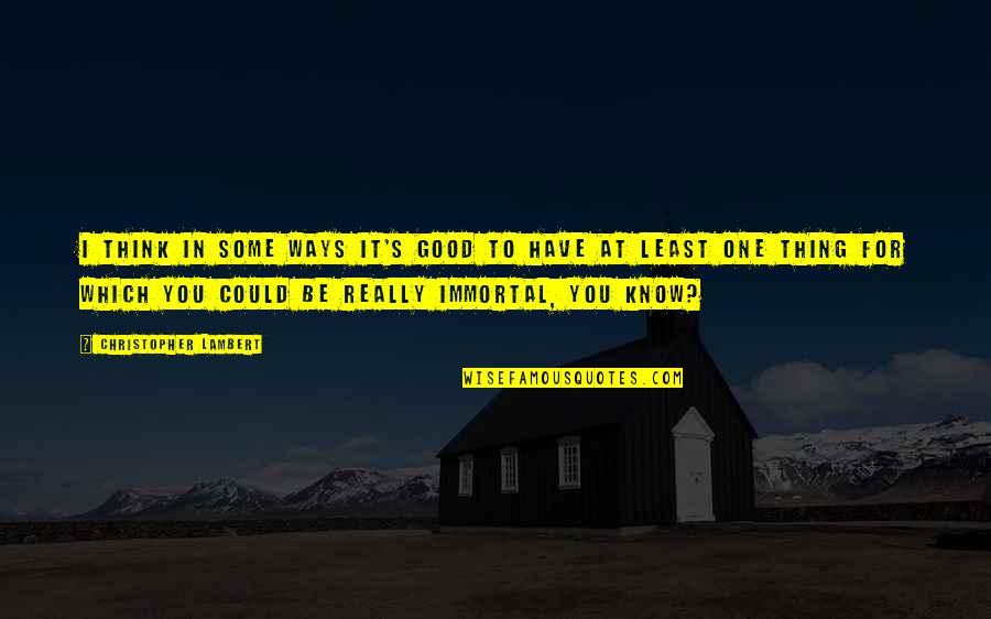 Nineteenths Quotes By Christopher Lambert: I think in some ways it's good to