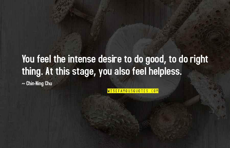 Ning Quotes By Chin-Ning Chu: You feel the intense desire to do good,