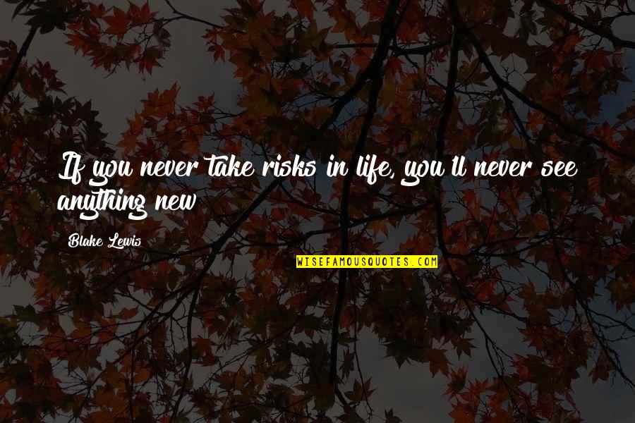 Niniane Quotes By Blake Lewis: If you never take risks in life, you'll