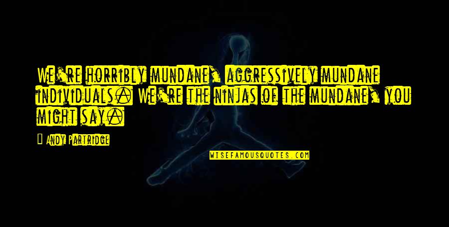 Ninjas Quotes By Andy Partridge: We're horribly mundane, aggressively mundane individuals. We're the Ninjas Quotes By Andy Partridge: We're horribly mundane, aggressively mundane individuals. We're the