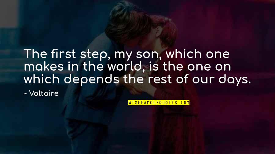 Ninth Doctor Funny Quotes By Voltaire: The first step, my son, which one makes