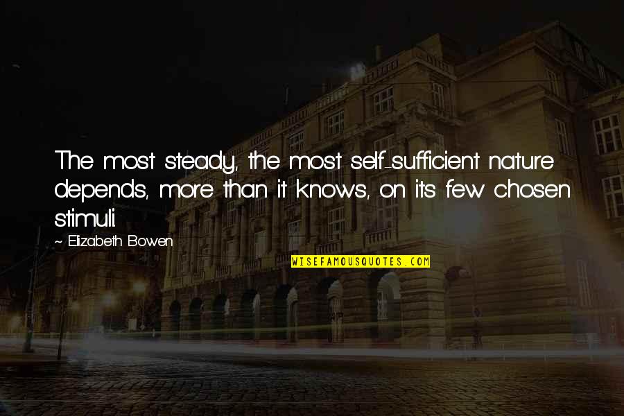 Nirguna Bhakti Quotes By Elizabeth Bowen: The most steady, the most self-sufficient nature depends, Nirguna Bhakti Quotes By Elizabeth Bowen: The most steady, the most self-sufficient nature depends,