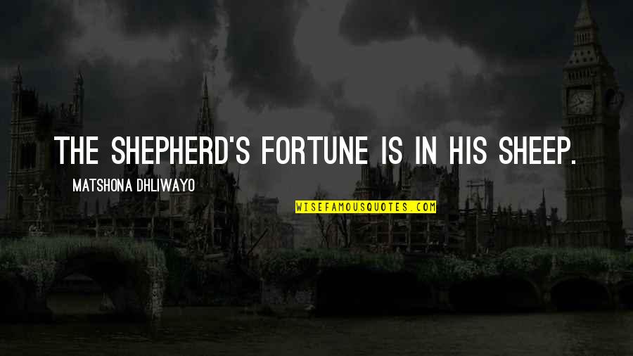 Nirmala Mata Quotes By Matshona Dhliwayo: The shepherd's fortune is in his sheep. Nirmala Mata Quotes By Matshona Dhliwayo: The shepherd's fortune is in his sheep.