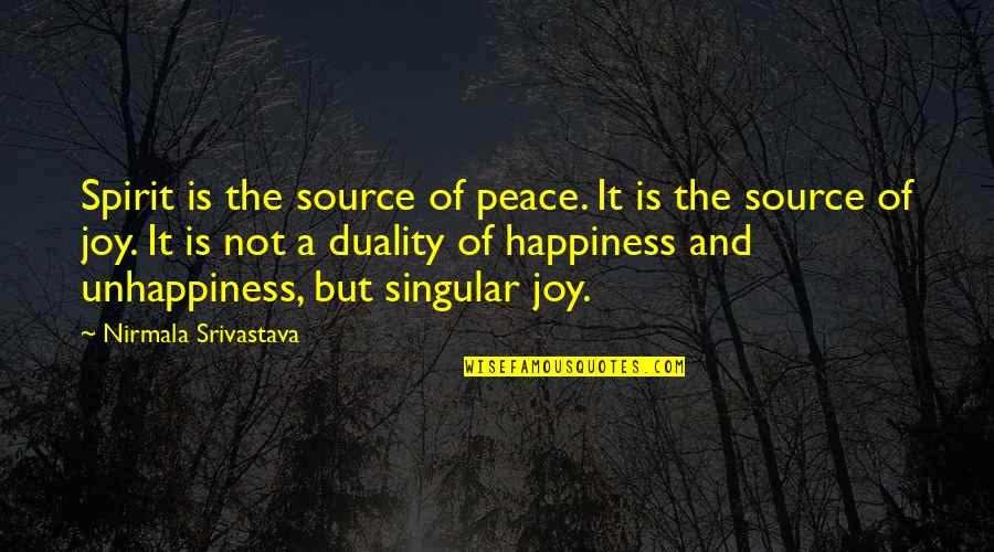 Nirmala Quotes By Nirmala Srivastava: Spirit is the source of peace. It is