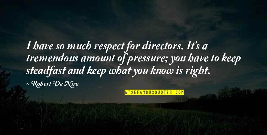 Niro Quotes By Robert De Niro: I have so much respect for directors. It's