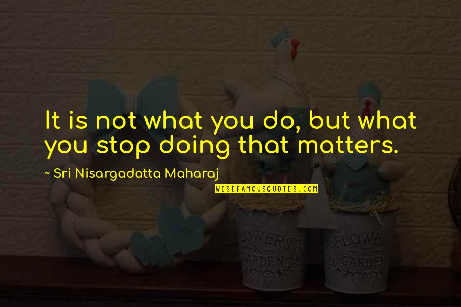 Nisargadatta Maharaj Best Quotes By Sri Nisargadatta Maharaj: It is not what you do, but what