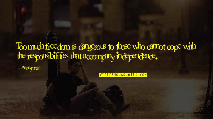 Niszczyk Quotes By Anonymous: Too much freedom is dangerous to those who Niszczyk Quotes By Anonymous: Too much freedom is dangerous to those who